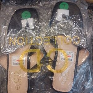 SD Collection Women's Sparkling Silver Sandals